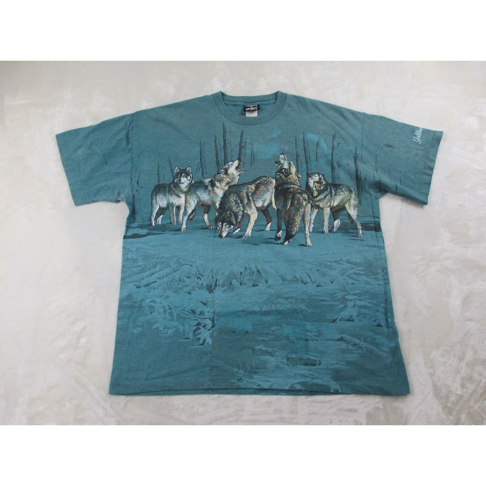 VINTAGE Signal Sports Shirt Mens Extra Large Green Wolve Pack Yellowstone 90s*